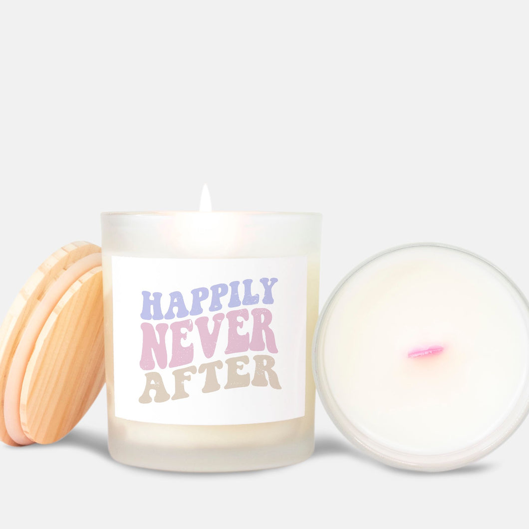 The Happily NEVER After Candle Frosted (Pink Wick) Glass